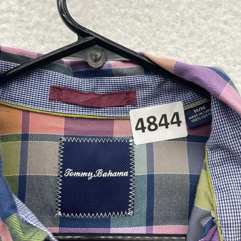 Tommy Bahama Shirt Mens Medium‎ M Multicolor Pastel Plaid Check Preppy Button Up